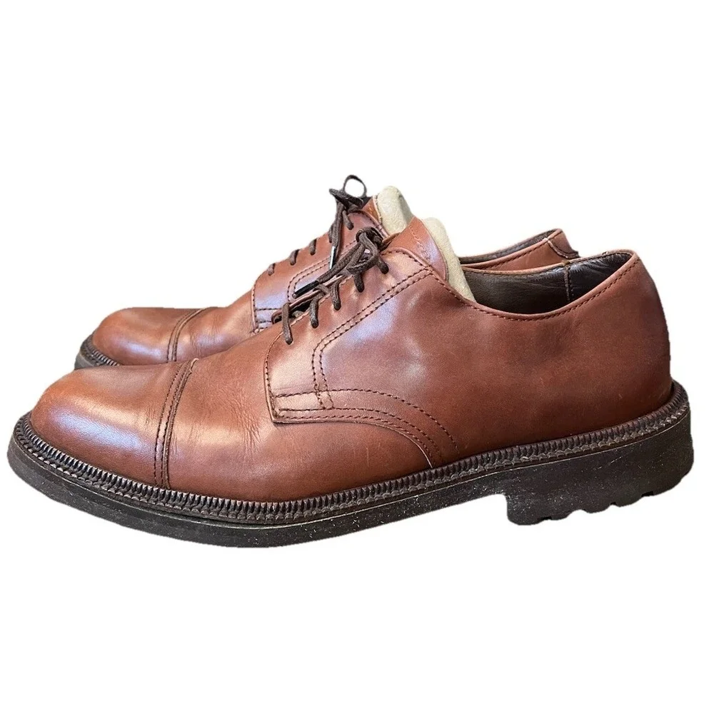 Sebago Handcrafted Oxford Dress Shoes Brown Leather Men's 10D Boat Waterproof